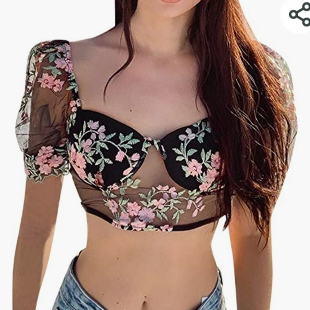 Floral mash crop top